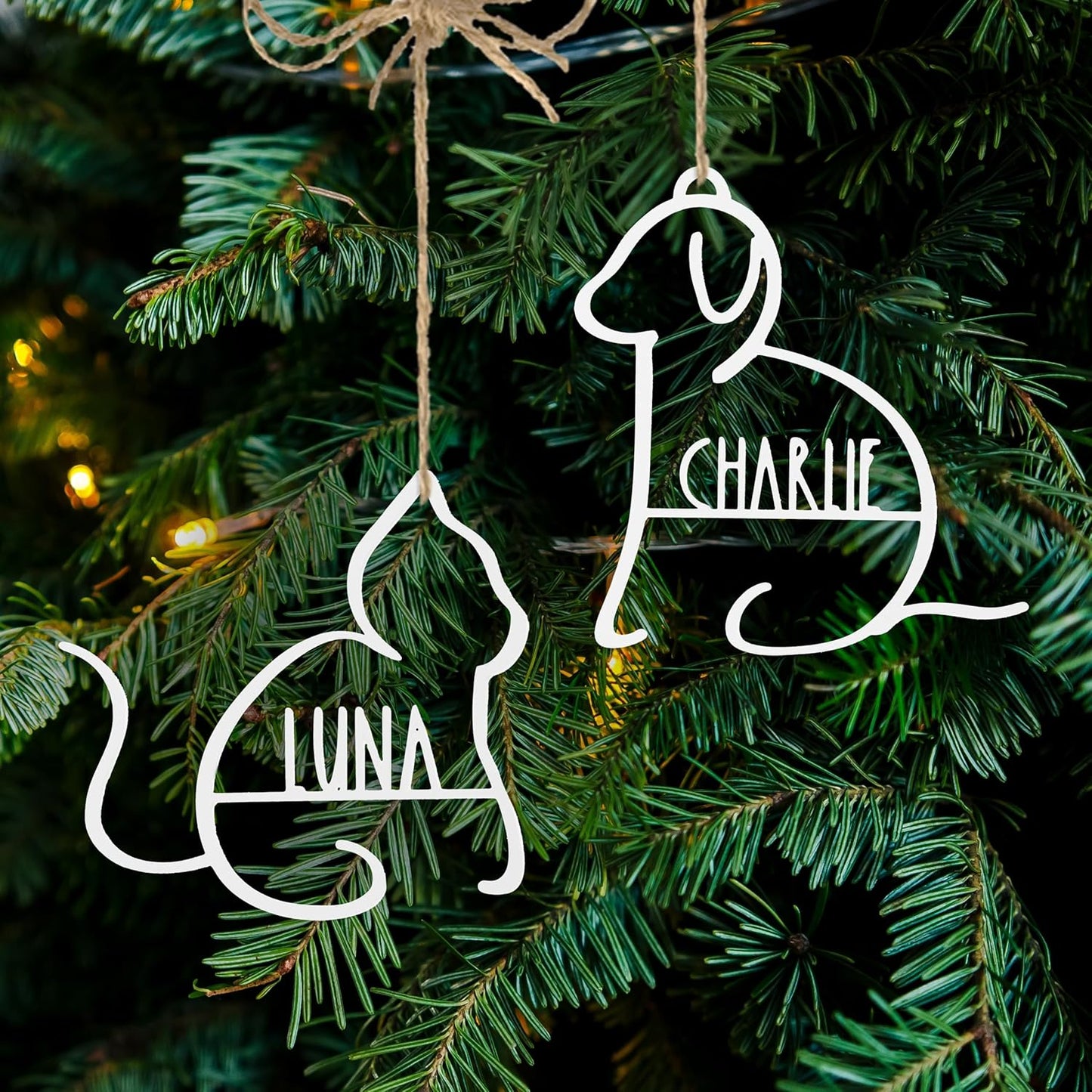 Man's Best Friend Personalized Pet Ornaments (2 Pack; 6 Inch) - Custom Name and Personalized Dog and Paw Design Christmas Ornaments for Christmas Tree