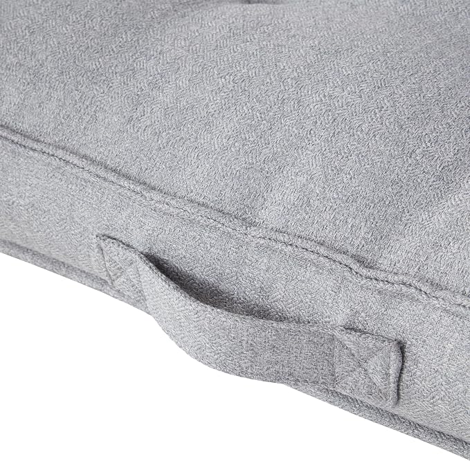 Square Tufted Floor Pillow with Removable Cover, Cement, Small (24")