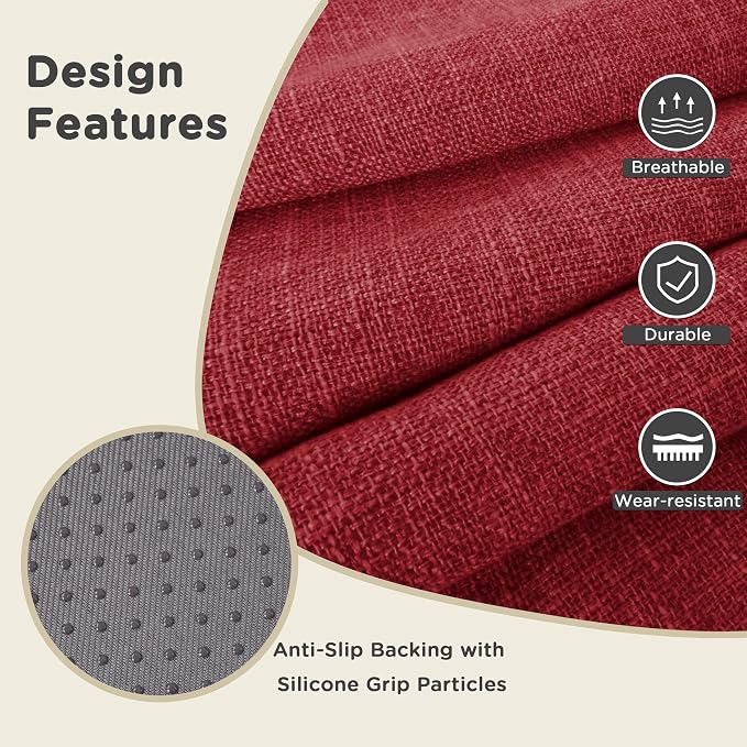 AddGrace 2.5" Thick Non Slip Round Chair Pad 1 Pack, 16", Red | Machine-Washable Cover, Non-Slip, for Kitchen, Dining Room, Office, Floor, Bistro Cafe, for 16" Ottoman, 16" Round Stool