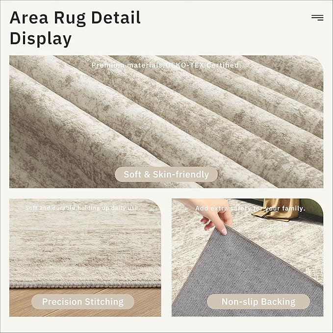 Soalmost Runner Rug 3x10 Washable Non-Slip Hallway Runner Rugs for Kitchen Bathroom Laundry Room Beige Vintage Floor Carpet Runners for Hallways Entryway