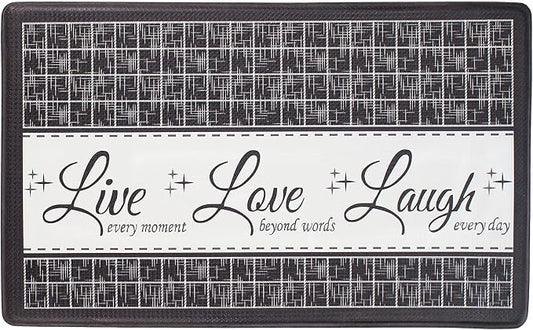 ACHIM Anti-Fatigue Floor Comfort Mat - 18 x 30 Inch (Live, Love, Laugh Charcoal) - Waterproof Non-Slip Rug - Easy to Clean Cushioned Mat for Kitchen, Bathroom, Standing Desk & Office Home Decor