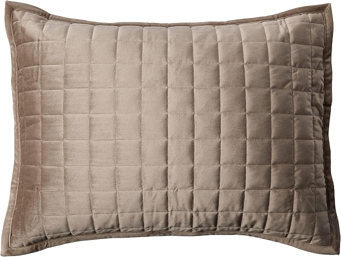 Tribeca Living Luxury Velvet Quilt Queen Size Set - 260GSM Ultra-Soft Oversized Velvet Bedspread Comforter Set with 2 Shams, in Florence Taupe