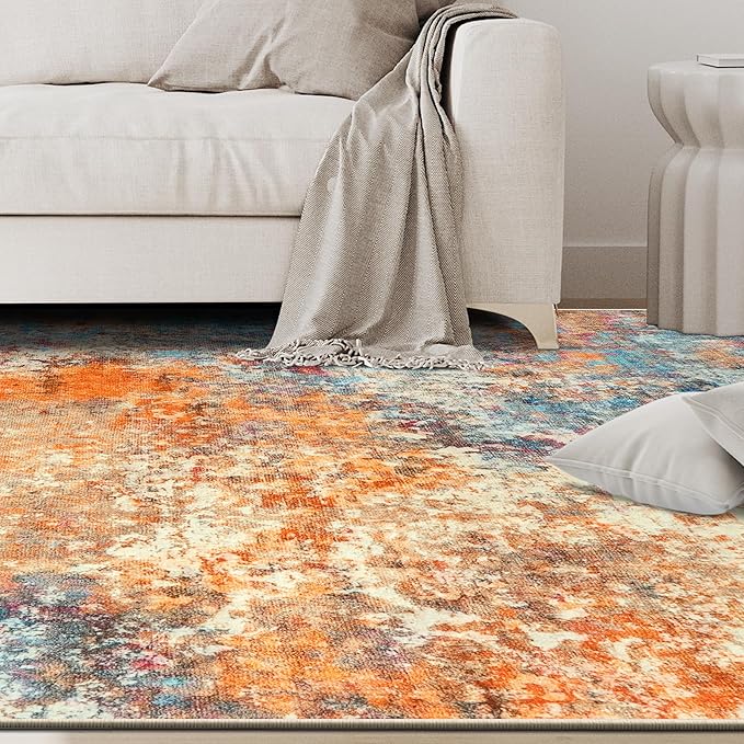 10x14 Area Rugs for Living Room Rug Washable: Abstract Large Rug Indoor Modern Carpet Non Slip for Dining Room Bedroom Nursery Home Office Colorful