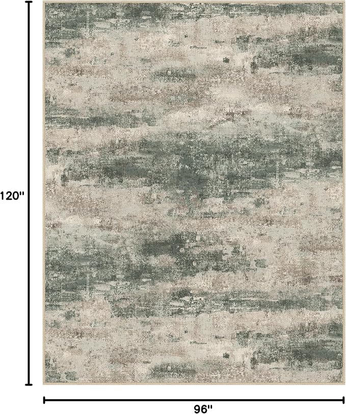 BEIMO Area Rugs 8x10 for Living Room Bedroom, Modern Abstract Machine Washable Rug, Large Soft Low Pile Floor Cover with Non Slip Backing for Dining Room, Grey/Dark Green