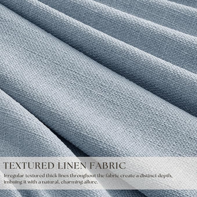 Blue Pinch Pleated Blackout Bedroom Curtains 108 Inches Long for Kids Baby 100% Black Out Thick Linen Dual Layer Pleated Drapes Coastal Light Dusty Blue 108 Inch Curtain for Dining Living Room