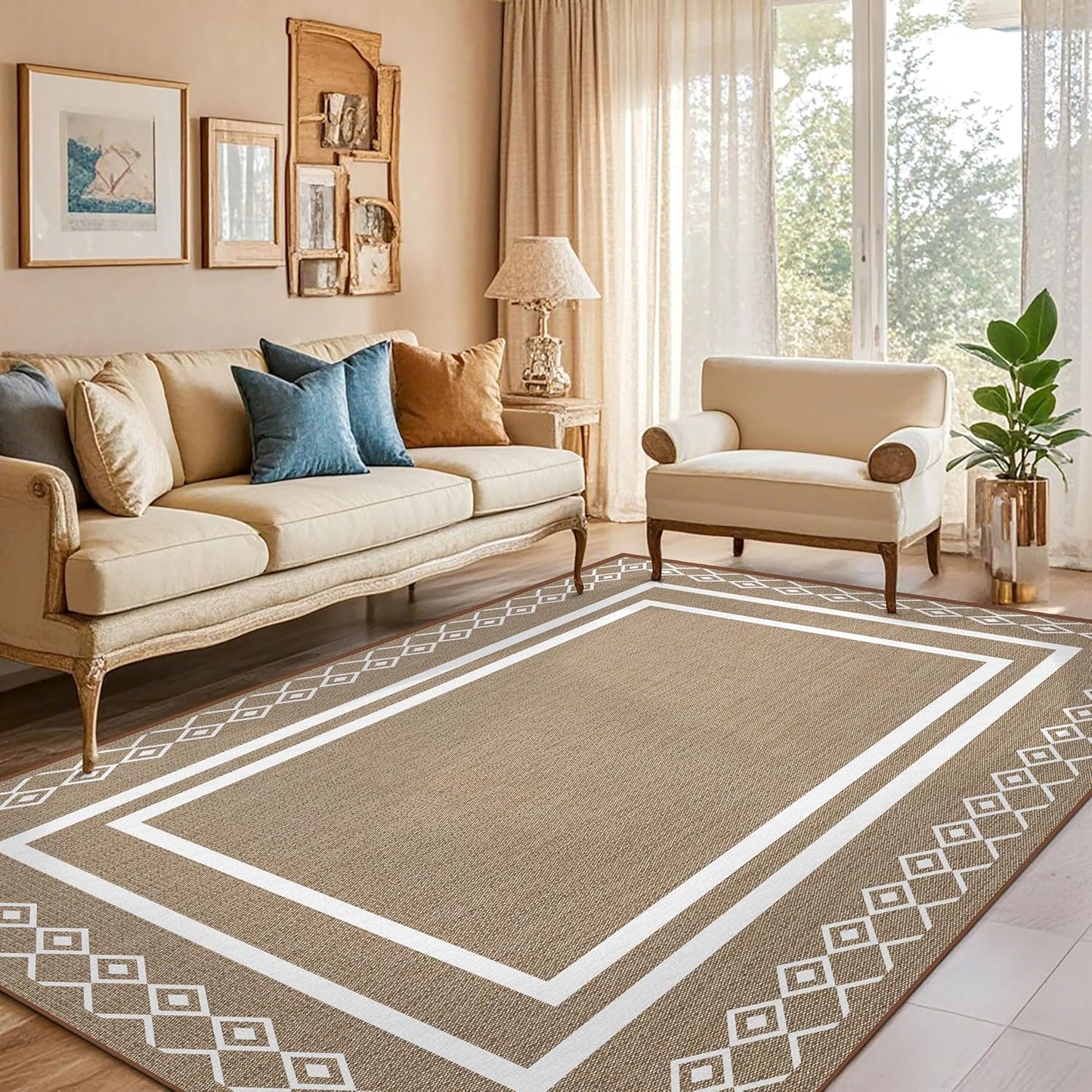 Outdoor Patio Rug, Outside Rectangular Carpet, Moroccan Geometric Rugs, Washable Large Indoor Outdoor Rug 8x10 Mats for RV, Picnic, Backyard, Deck, Balcony, Porch, Beach