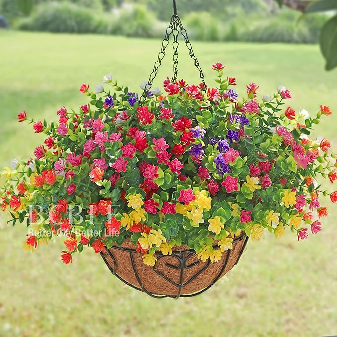 Artificial Flowers for Outdoors, 12 Bundles UV Resistant Realistic Faux Plants for Outside Porch Planter, Spring Summer Home Garden Decoration, Orange
