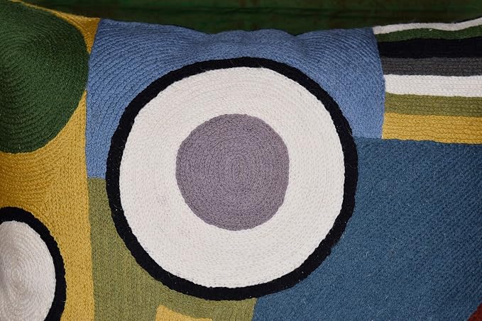 Kandinsky Modern Pillow Cover - Soul II | Mid Century Chair Cushions | Abstract Throw Pillows | Contemporary Pillowcase | Modern Couch Pillows | Hand embroidered Cushion | Wool Size 18x18