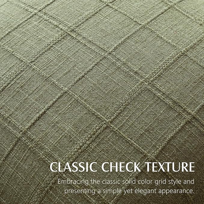 Foindtower Set of 2 Decorative Linen Check Throw Pillow Covers Neutral Farmhouse Vintage Cushion Covers Modern Boho Home Decor for Sofa Chair Couch Bedroom Living Room,26×26 Inch,Sage Green