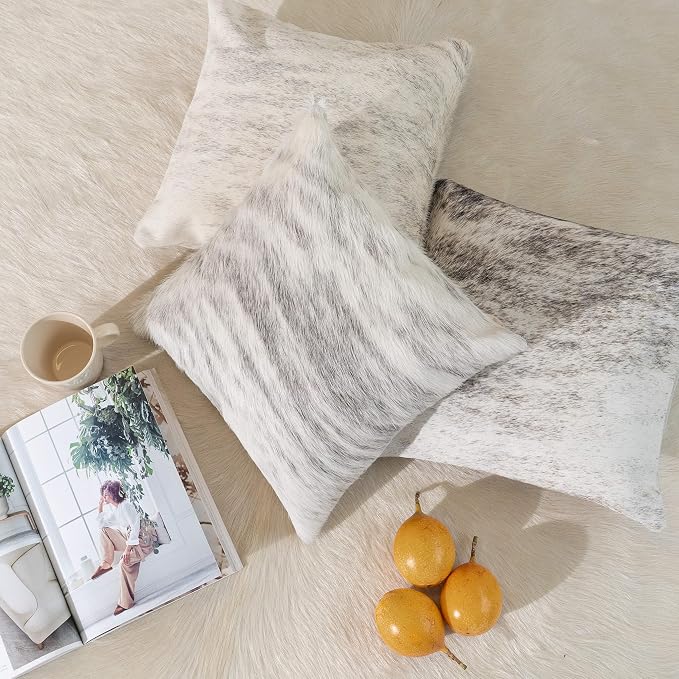 ecowhides 100% Genuine Brazilian Cowhide Pillow Cover – Luxury Leather Decorative Cushion for Rustic & Western Home Décor