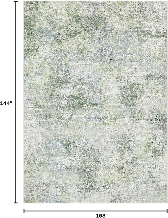 Tortania Area Rug Living Room Rugs - 9x12 Washable Large Soft Neutral Boho Moroccan Bohemian Farmhouse Rug Indoor Floor Carpet for Bedroom Under Dining Table Home Office Decor - Sage Green