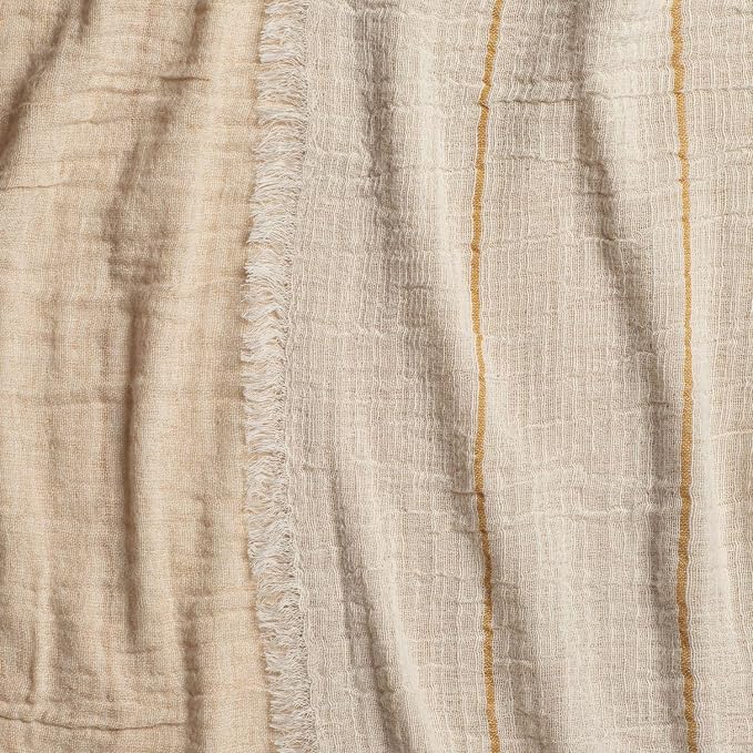 Dune Sahara Stripe Throw Blanket 55x80, Rust Beige Striped 100% Cotton Decorative Sofa and Bed Blanket, Lightweight All-Season Throw, Handwoven in India, Luxury Bedding Accent