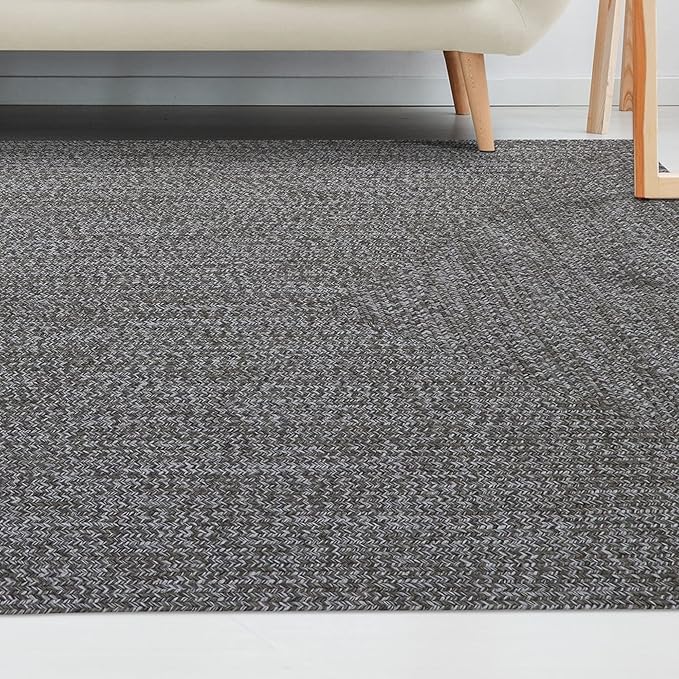 Superior Large Indoor/Outdoor Area Rug, Multi-Tone Reversible Braided Floor Decor for Patio, Front Porch, Entryway, Living Room, Office, Nursery, Artistic Home, 3' x 5', Canvas-White
