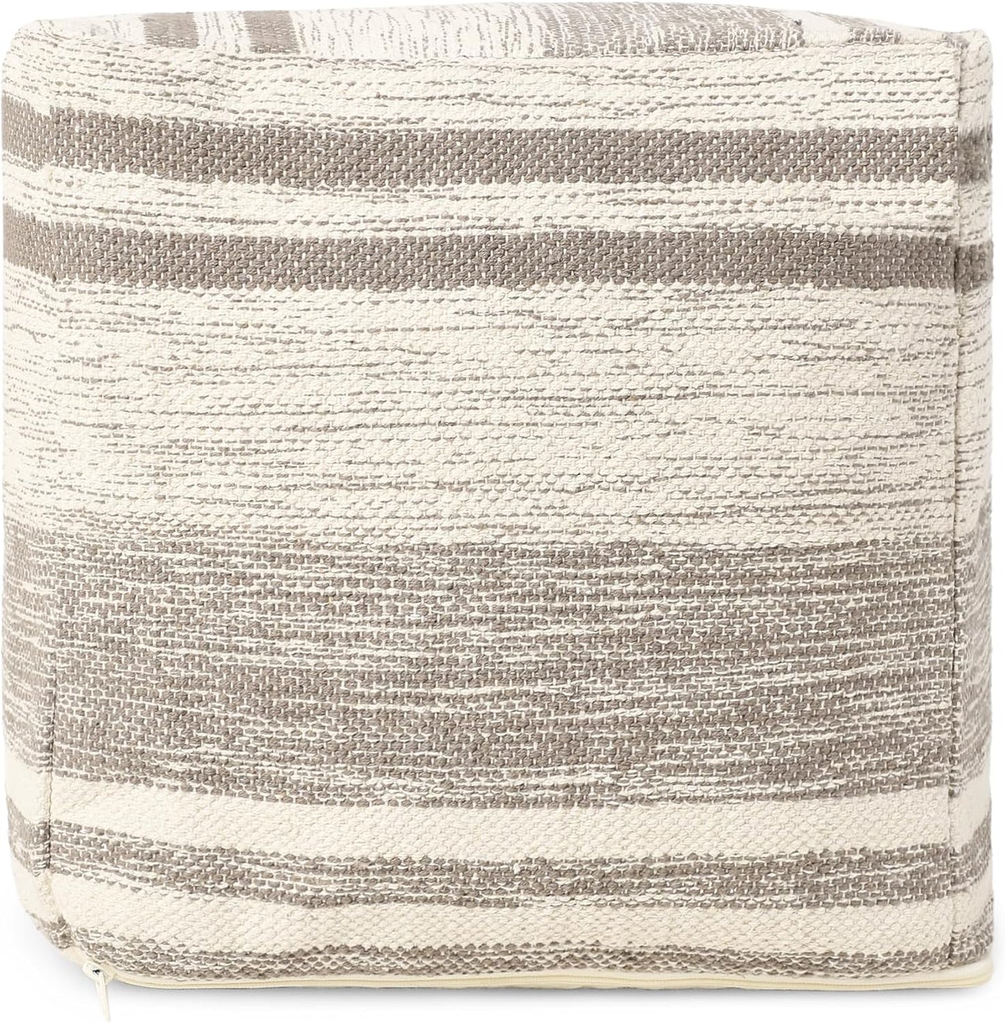 REDEARTH · Tufted Pouf Ottoman with Filler Textured Storage Cube Bean Bag Pouffe Footrest for Living Room, Bedroom, Nursery, Kidsroom; 100% Cotton (17.5"X17.5"X17.5", Melange Delight Taupe)