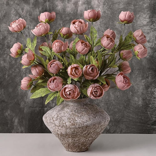Waipfaru 6 Pcs Faux Peonies Artificial Flowers for Vase, 27" Fake Silk Peonies Flowers for Wedding, Vase Filler Pink Flowers for DIY Bouquets Centerpieces Bridal Shower Office Decor