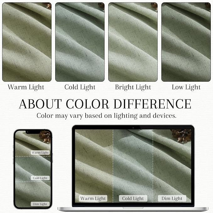 Light Sage Kitchen Linen Curtains 36 Inch Length 2 Pack Privacy Light Filtering Linen Short Drapes with Rod Pocket Back Tab for Small Windows Cafe Bathroom Mediterranean Style Laundry Room 36Wx36L