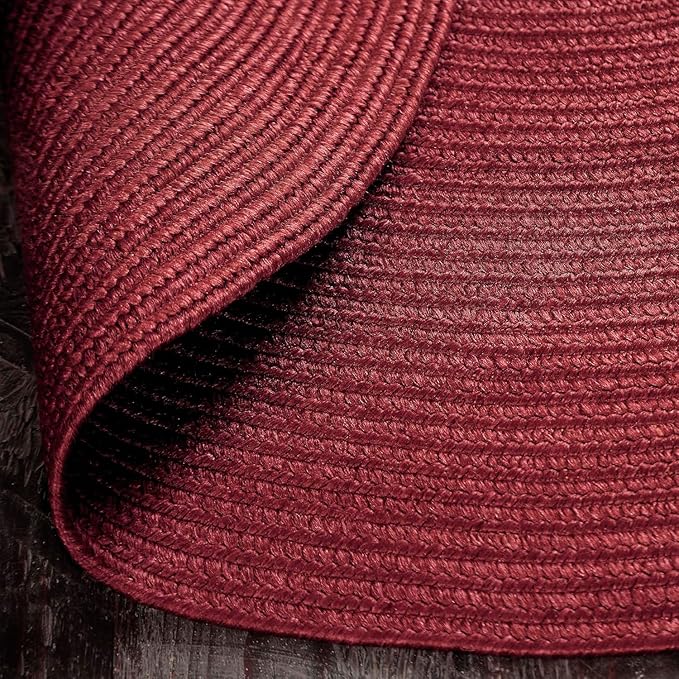 Superior Indoor Outdoor Area Rug, Handwoven Reversible Braided Home Decor for Living Room, Kitchen, Dining Room Floors, Patio, Front Porch, Deck, Modern, Boho, Farmhouse Style, 8' x 10', Burgundy