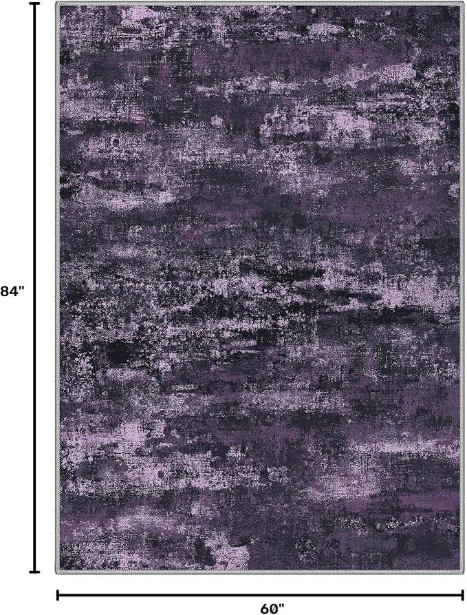BEIMO Area Rugs 5x7 for Living Room Bedroom, Modern Abstract Machine Washable Rug, Large Soft Low Pile Floor Carpet with Non Slip Backing for Dining Room, Purple