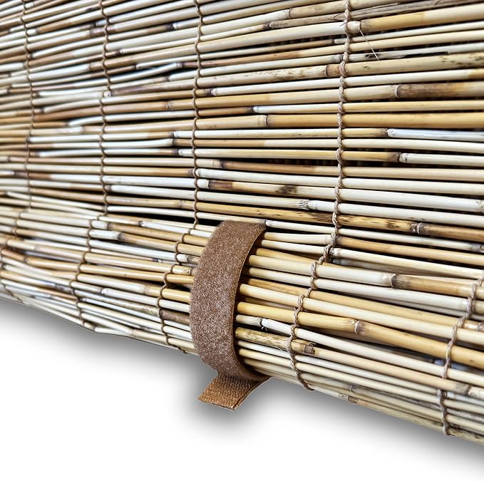 Forever Bamboo Bamboo Reed Cordless Light-Filtering Shades Manual Roll-Up Reed Window Shades Roman Blinds for Indoor Windows by Forever Bamboo, Made of Natural Reed, 72 in W x 72 in H