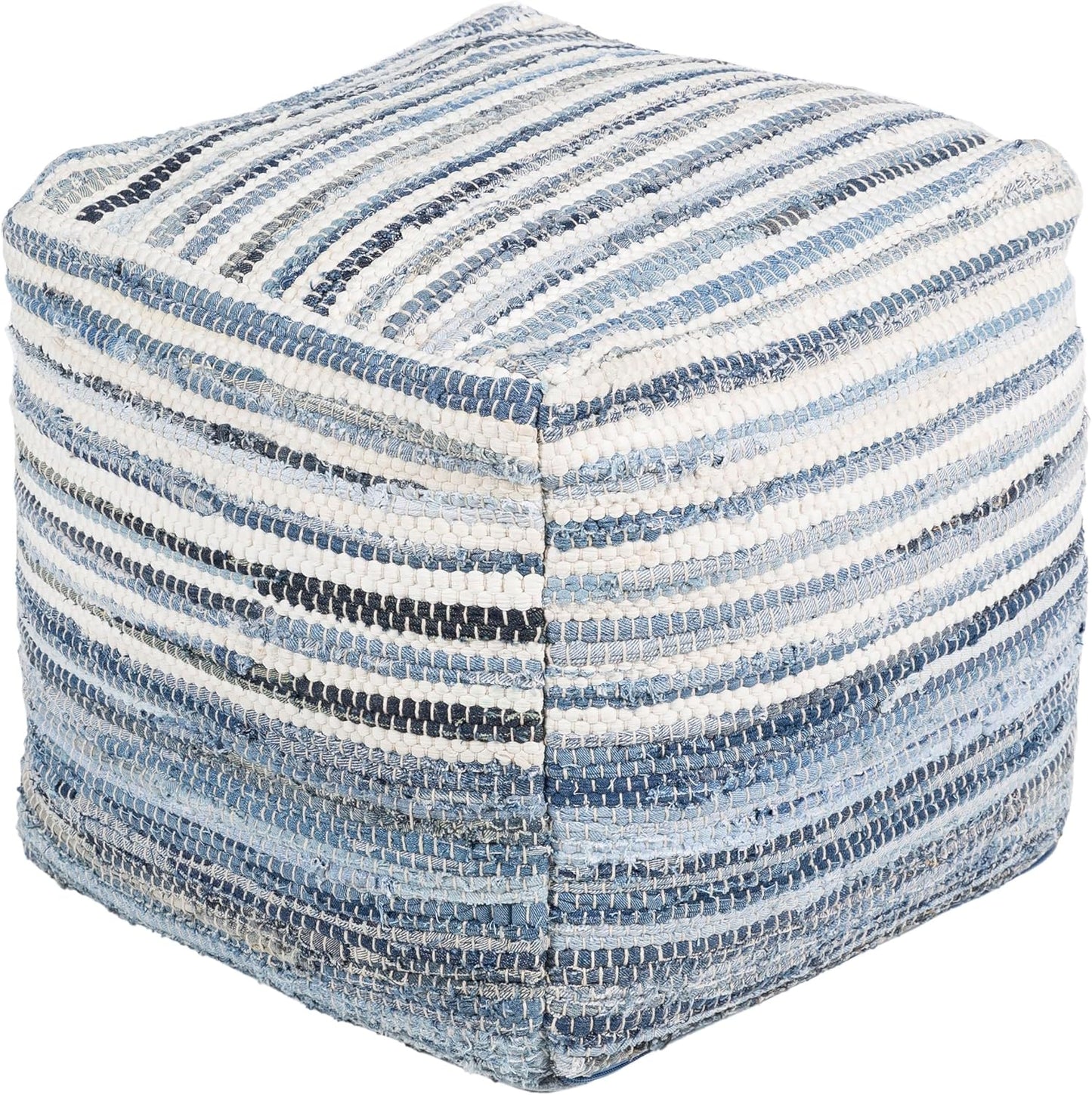 Mark&Day Pouf Ottoman, Korneuburg Natural Fiber Navy Cube Pouf Foot Rest for Living Room, Bedroom and Boho Home Decor (16"x16"x16")