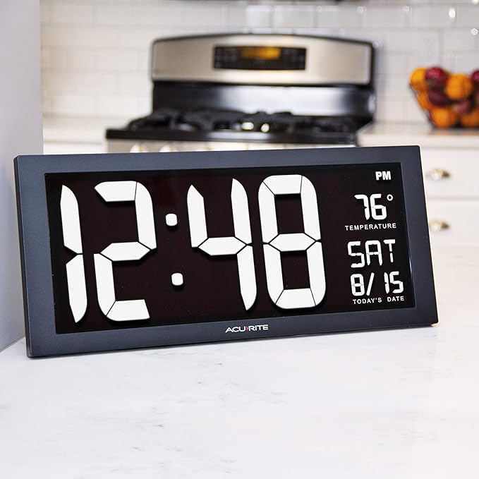AcuRite 75159M 14.5" Large White LED Digital Clock Inch, White
