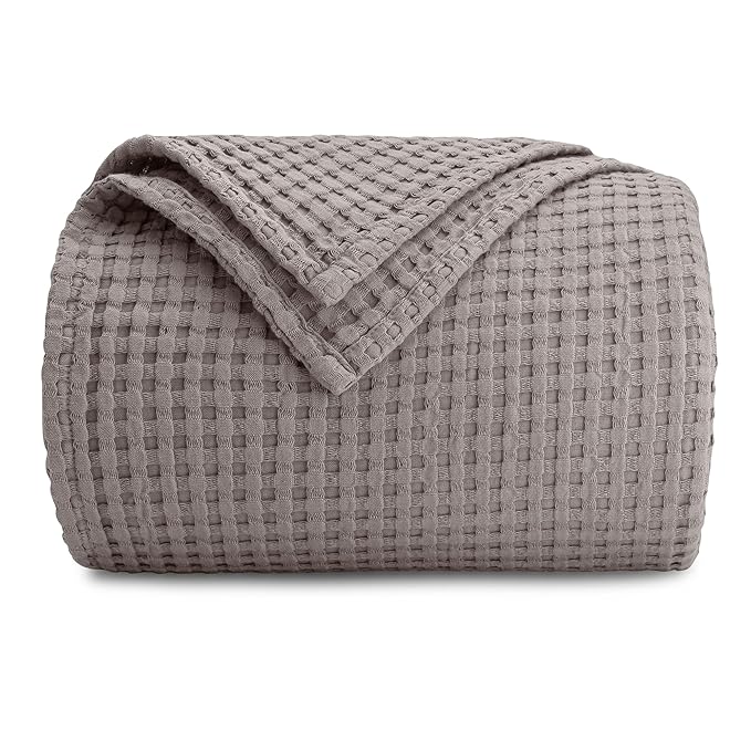 Comfy Cubs Waffle Blanket Twin, 90" x 66" - 100% Cotton Lightweight Breathable Bed Blanket - Soft Textured Thermal Weave for All Seasons – Decorative Cozy Layer for Couch, Sofa, or Bed - Charcoal