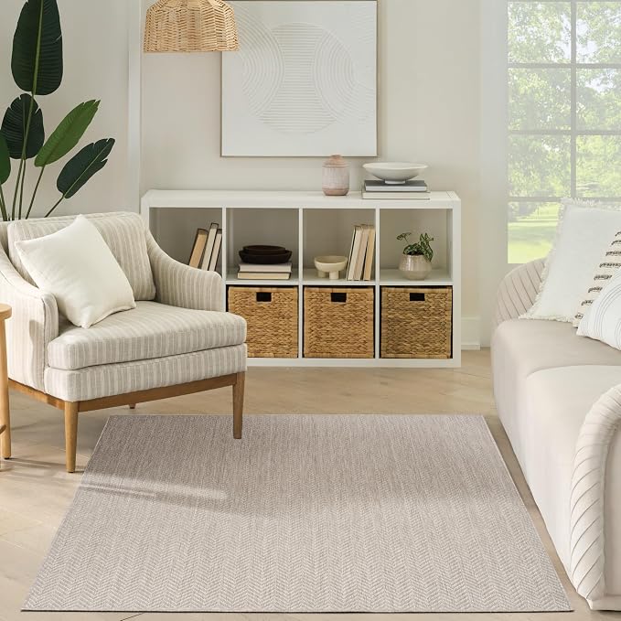 Nourison Home Horizon Indoor/Outdoor Grey 5' x 7' Area Rug - Easy Clean, Non Shedding, Bed Room, Living Room, Dining Room, Kitchen (5' x 7')