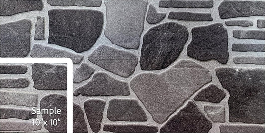 Dundee Deco 3D Wall Panels - Cladding Charcoal Grey Silver Stone Look Wall Paneling, Styrofoam Facing for Interior and Exterior Applications, DIY, Sample, Size 10 x 10 in.