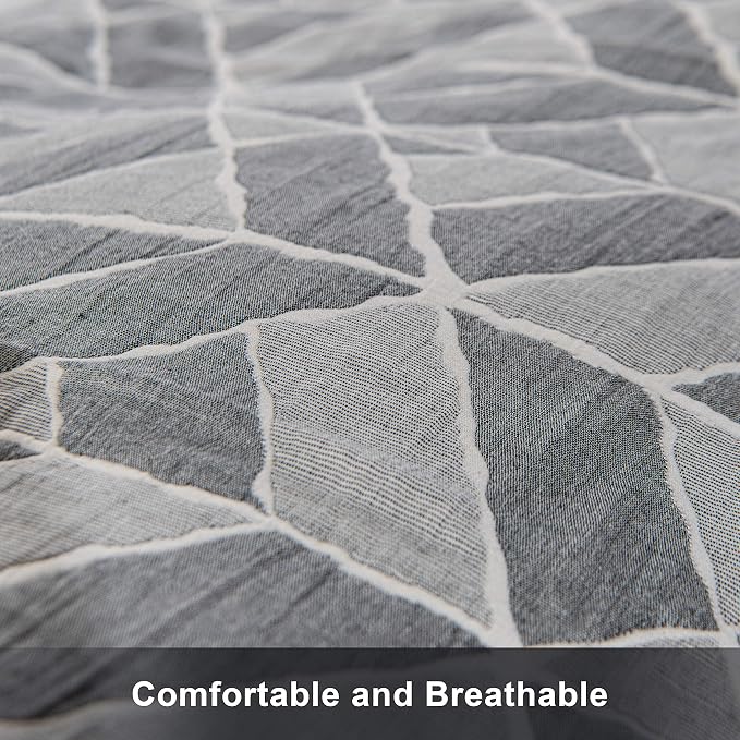 NTBAY 3 Layers Cotton Muslin 68x92 Twin Bed Blanket, Super Soft Breathable Thermal Yarn Dyed Quilt for Adults, Perfect Lightweight Blanket for Couch Sofa Bed All Seasons, Trapezoid
