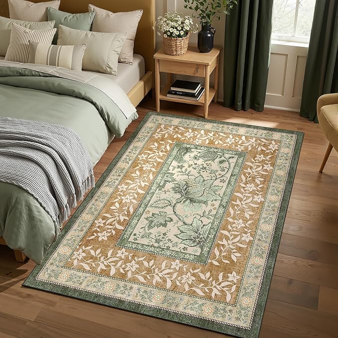 GarveeHome Leaves Floral Area Rug