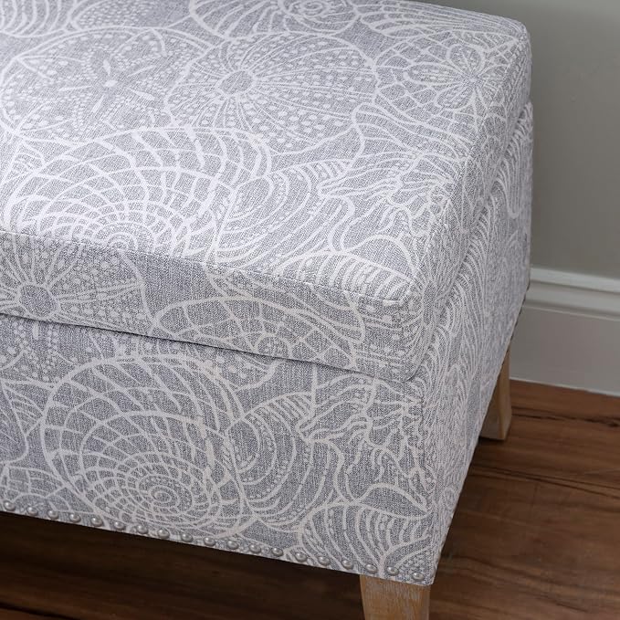 Linon Stone Upholstered Storage Stephanie Ottoman