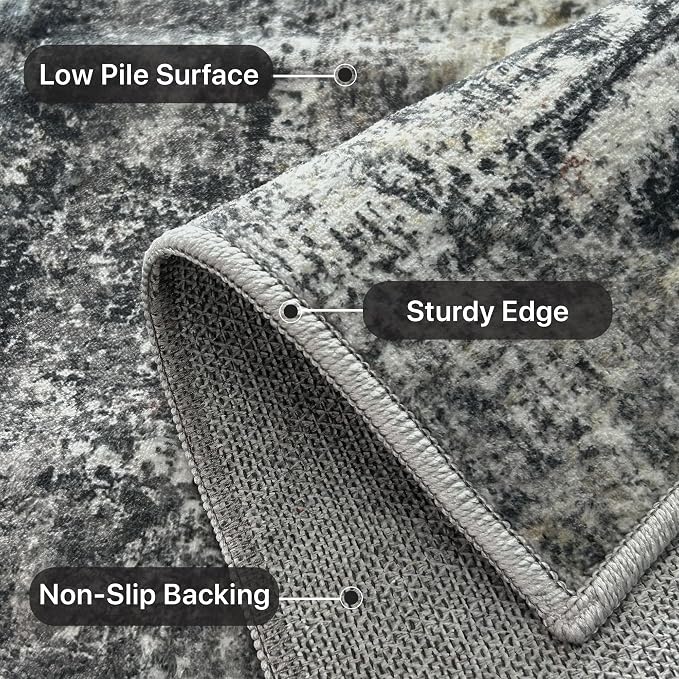 BEIMO Area Rugs 9x12 for Living Room Bedroom, Large Modern Abstract Machine Washable Soft Dark Gray Rug, Floor Carpet with Non Slip Backing for Dining Room