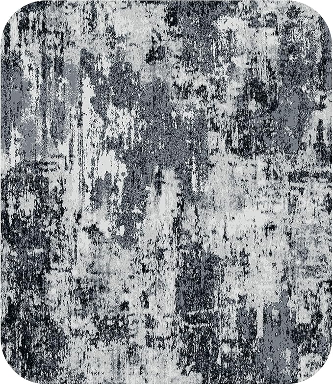 RELEANY Washable Area Rugs 4ft Non-Slip Modern Abstract Soft for Living Room Entryway Bedroom Nursery, Print Pattern, Black Navy Blue Gray
