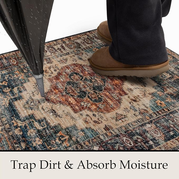 Ruaruarug Washable Area Rug 8x10 for Living Room, Bedroom, Ultra Soft Non Slip Stain & Fade Resistant, Pet & Kids Friendly, Suitable for High Traffic Areas Easy to Clean for Office Kitchen, Brown