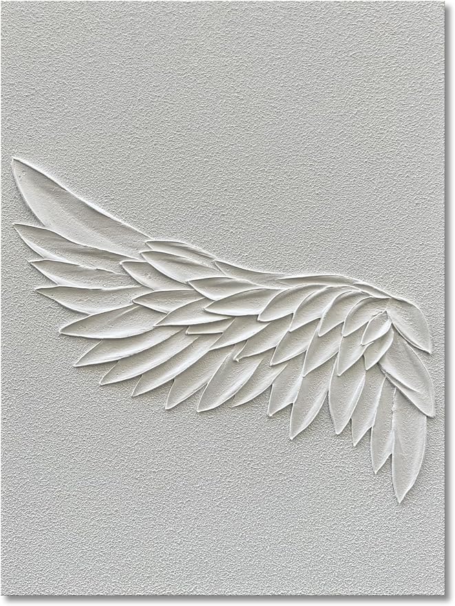 Hand-Painted Modern Abstract Art Oil Painting White Wings Texture Art Painting Home Wall Decorative Art 40x28 inches