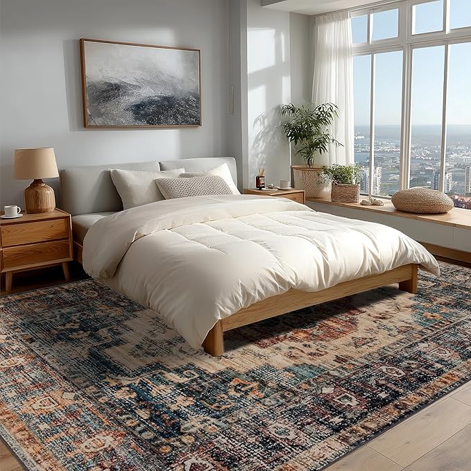 Ruaruarug Washable Area Rug 8x10 for Living Room, Bedroom, Ultra Soft Non Slip Stain & Fade Resistant, Pet & Kids Friendly, Suitable for High Traffic Areas Easy to Clean for Office Kitchen, Brown