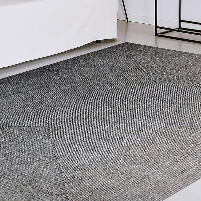 Superior Indoor/ Outdoor Large Area Rug, Reversible Braided Home Floor Decor for Living Room, Kitchen, Entryway, Patio, Front Porch, Deck, Modern, Boho, Farmhouse Style, 5' x 8', Slate