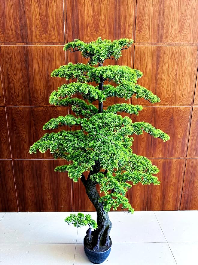 5FT Artificial Bonsai Tree in Pot – Large Realistic Cedar Tree Faux Pine Plant for Home & Office Decor, Hotel Lobby Entryway Greenery