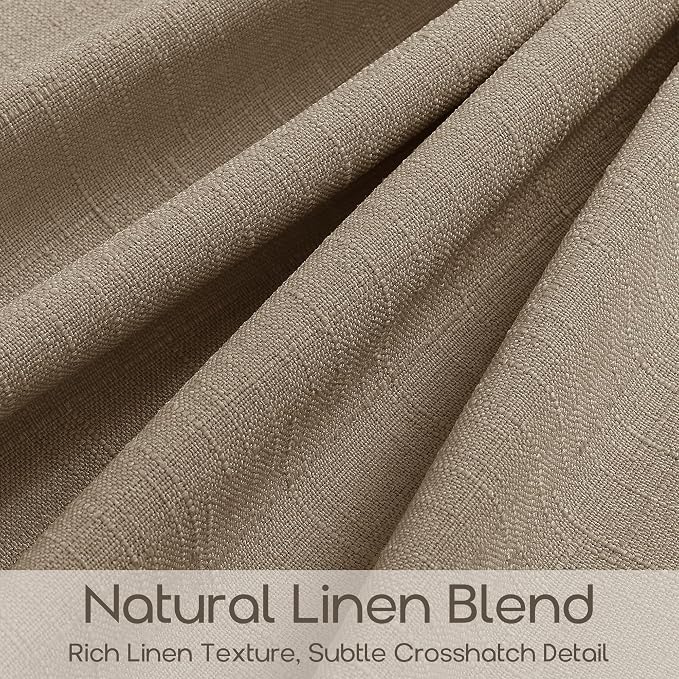 Pinch Pleated Linen Curtains 72 Inches Long for Dining Room Bedroom Neutral Boho Light Filtering Sheer Short Pleat Curtains with Rings Brown Flax Back Tab Drapes for Cabin Closet 2 Panels 40Wx72L