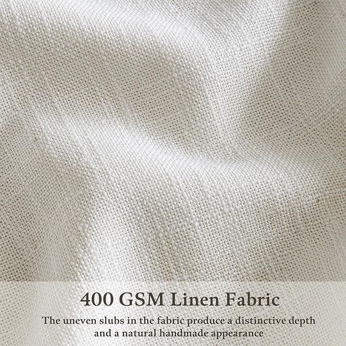 Beige White Pinch Pleated 96 Inch Curtains 2 Panel Set for Living Dining Room Neutral Thick Linen Semi Sheer Ceiling Track Curtain Light Filtering Privacy Bedroom Drapes Window Treatment W50xL96