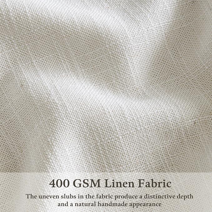 Beige White Linen Pinch Pleated Window Curtains 63 Inch Long Pinch Pleat Back Tab Light Filtering Drapes Rings Hooks Boho Farmhouse Decor Semi Sheer 63 Inch Curtain for Bedroom Living Room Kitchen