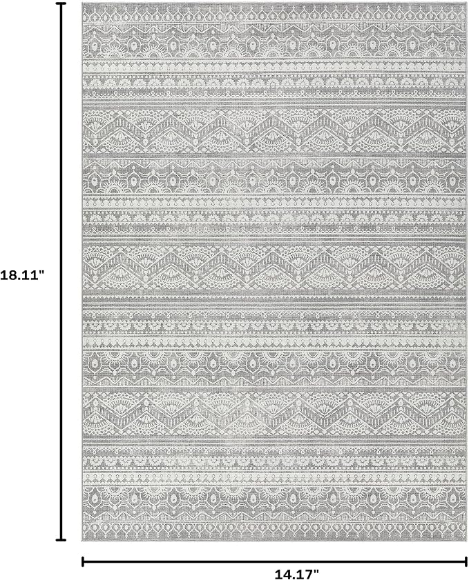 Tortania Area Rug Living Room Rugs - 9x12 Washable Large Soft Neutral Boho Moroccan Bohemian Farmhouse Rug Indoor Floor Carpet for Bedroom Under Dining Table Home Office Decor - Neutral Grey