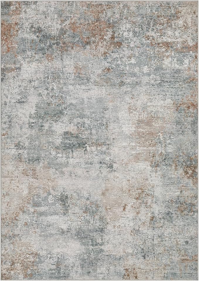 Tortania Area Rug Living Room Rugs - 8x10 Washable Large Soft Neutral Boho Moroccan Bohemian Farmhouse Rug Indoor Floor Carpet for Bedroom Under Dining Table Home Office Decor - Grey Brown