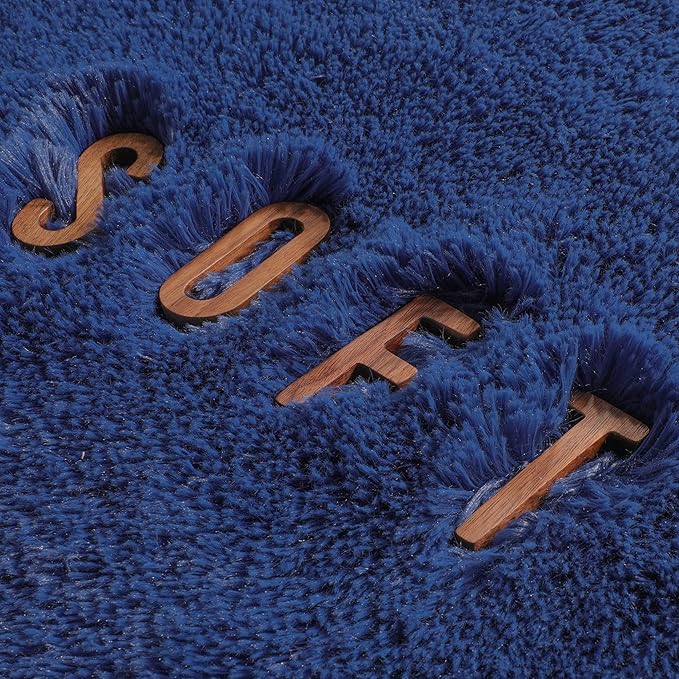 Navy Blue Round Rugs 5Ft for Boys Bedroom, Fluffy Circle Area Rug for Kids, Living Room Decor Aesthetic, Shag Fur Throw Royal Dark Blue Carpet for Baby Nursery, Shaggy Thick Fuzzy Floor Carpets