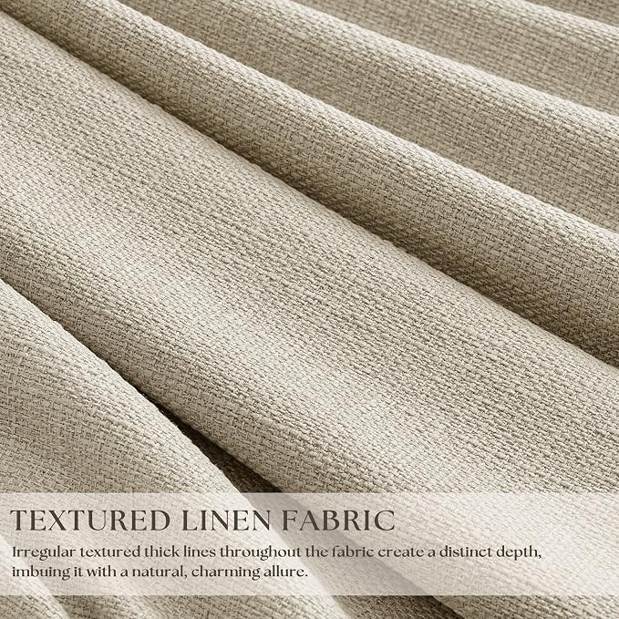 Beige Oatmeal Linen Pinch Pleated 100% Blackout Curtains 90 Inch Length 2 Panels Set Pinch Pleat Curtains Black Out Blocking Room Darkening Drapes with Liner for Bedroom Living Room Window 40x90