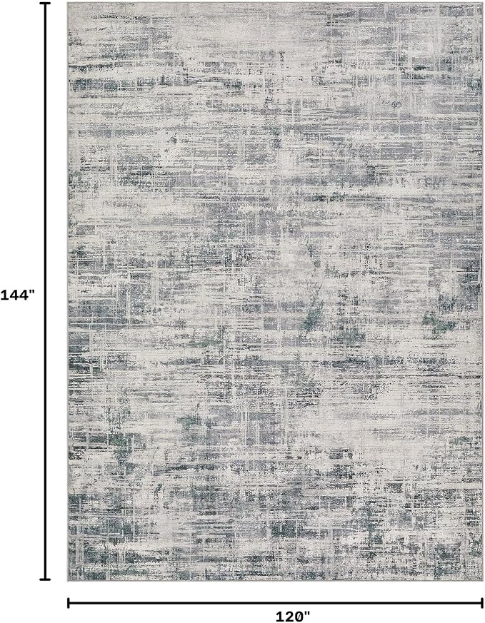 UERMEI 10x12 Washable Area Rug for Living Room: Modern Neutral Abstract Large Soft Low Pile Carpet Non-Slip Pet Kids Friendly Indoor Decor for Bedroom Dining Room Home Office Nursery Gray