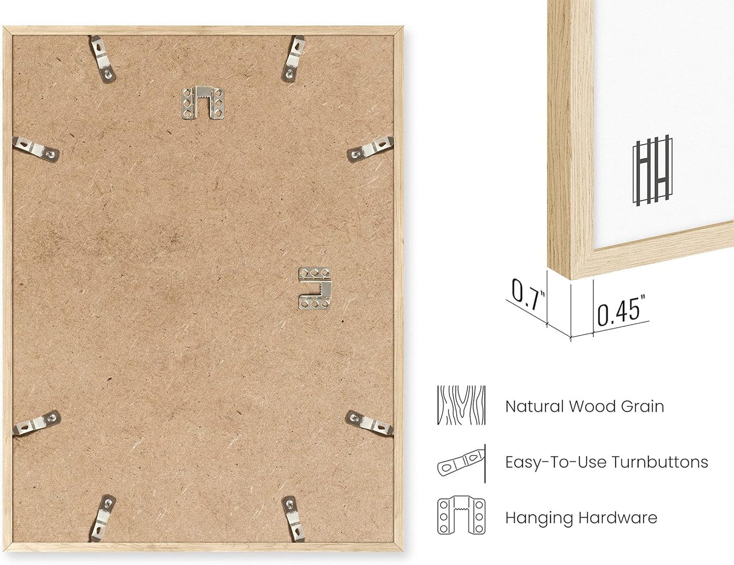 HAUS AND HUES Square Picture Frames 11 x 14 Set of 9 - Photo Gallery Wall Frame Set, Wood 11x14 Frames, 11 x 14 Frames Gallery Wall Set, 11x14 Frame with Mat, Square Frames 11x14 (Beige Oak Frames)