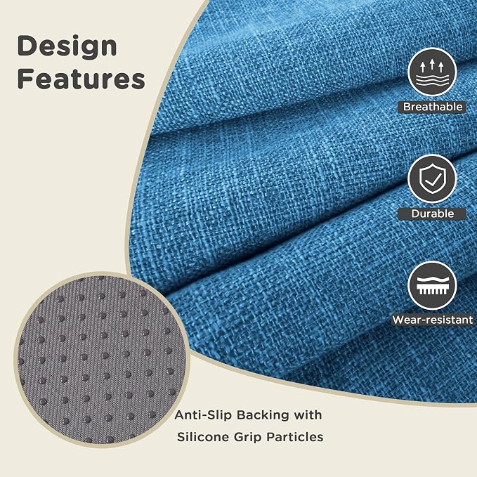 AddGrace 2.5" Thick Non Slip Round Chair Pad Set of 2, 16", Blue | Machine-Washable Cover, Non-Slip, for Kitchen, Dining Room, Office, Floor, Bistro Cafe, for 16" Ottoman, 16" Round Stool