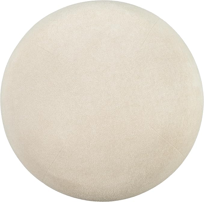 Christopher Knight Home Aria 20.08" Round Fabric Ottoman Stool, Upholstered Footrest with Foam Seat, Modern Accent Ottomans with Wood Legs, Small Footrest for Entryway Living Room, Oatmeal
