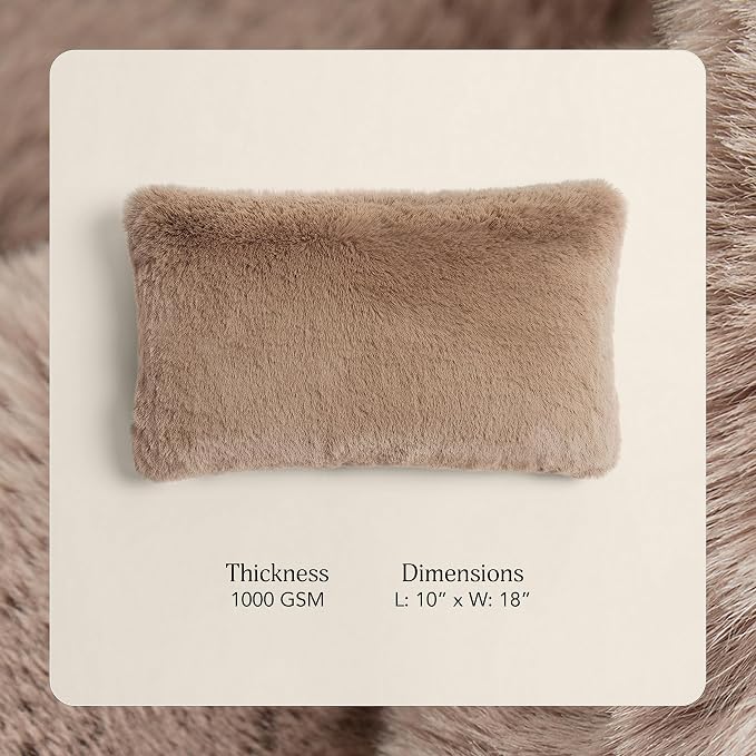 UnHide Squish Lumbar Pillow - Faux Fur Pillow - Extra Soft, Rectangular Shaped with Polyester Fill - Machine Washable - 10” x 18” - Mocha Sharpei